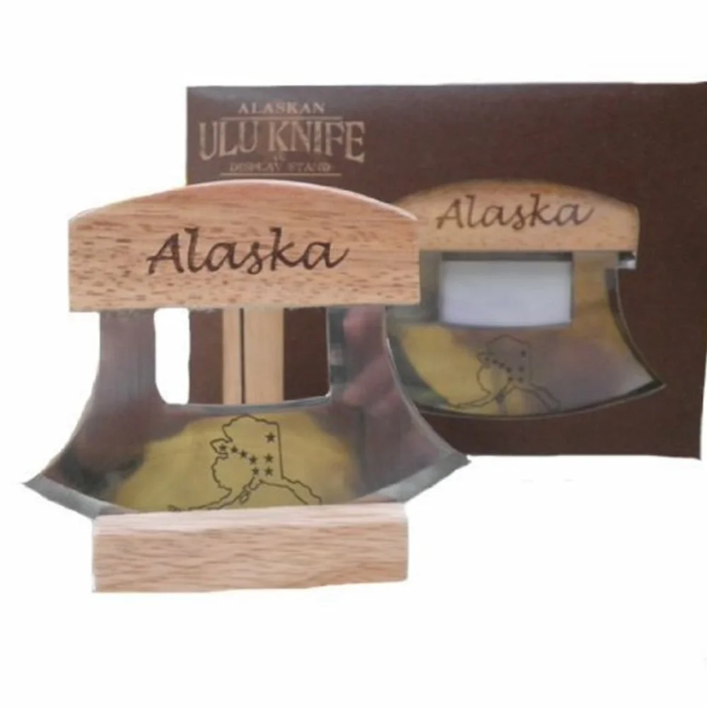 Alaskan Ulu knife with stand
